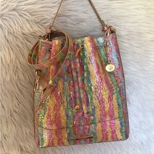 Brahmin Marlowe Saltwater Taffy  drawstring bucket Lrg bag Candy colors pastels